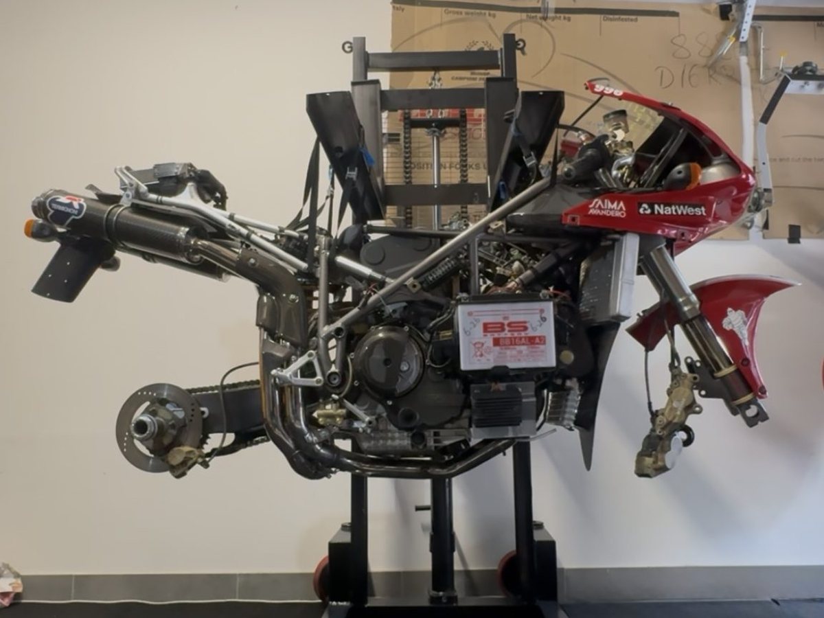 Moto Stacker in a motorcycle workshop